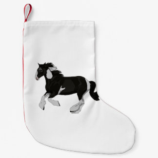 Zwart-witverf in een gipspaard kleine kerstsok