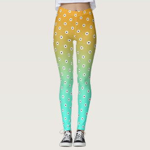 Zwart-witwenkbrauwen op Turquoise/Gold Leggings