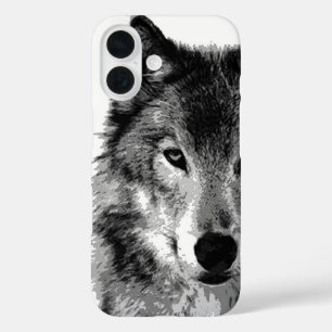 Zwart-witwerk met Wolf iPhone 16 Hoesje