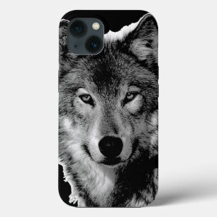Zwart-witwerk met Wolf iPhone 13 Hoesje