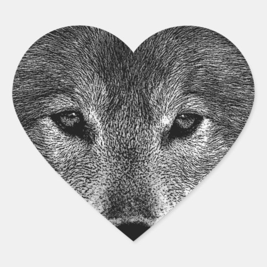 Zwart-witwerk met Wolf Hart Sticker (Voorkant)
