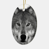 Zwart-witwerk met Wolf Keramisch Ornament (Links)
