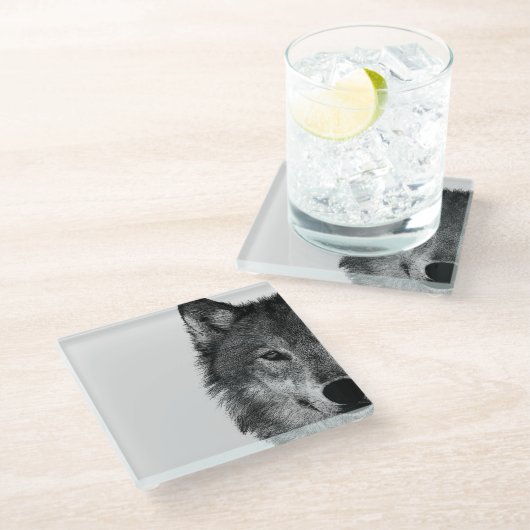 Zwart-witwerk met wolf oog glazen onderzetter (Schuin)