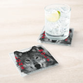 Zwart-witwerk met wolf oog glazen onderzetter (Schuin)