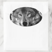 Zwart-witwerk met Wolf Ovale Sticker (Tas)