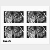 Zwart-witwerk met Wolf Rechthoekige Sticker (Vel)
