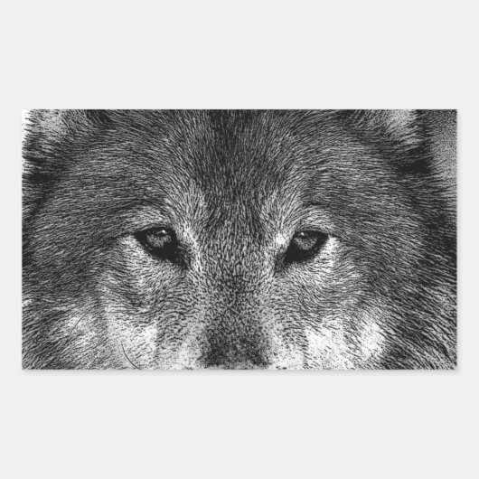 Zwart-witwerk met Wolf Rechthoekige Sticker (Voorkant)