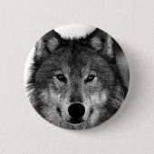 Zwart-witwerk met Wolf Ronde Button 5,7 Cm (Voorkant)