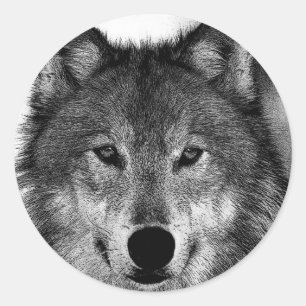 Zwart-witwerk met Wolf Ronde Sticker