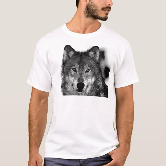 Zwart-witwerk met Wolf T-shirt (Voorkant)