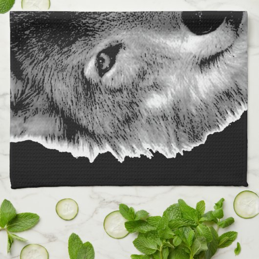 Zwart-witwerk met Wolf Theedoek (Gevouwen)