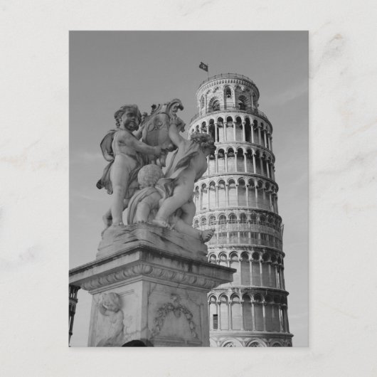 Zwart-witwertoren van Pisa Italië Briefkaart (Voorkant)