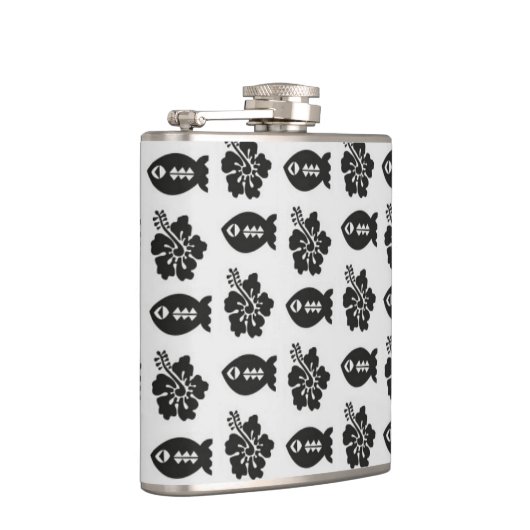 Zwart-witwikvis en bloempatroon heupfles (Rechts)