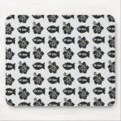 Zwart-witwikvis en bloempatroon muismat (Voorkant)