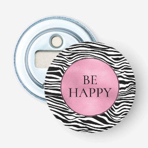 Zwart-witzebra afdrukken button flesopener