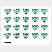 Zwart-witzebra Afdrukken en Seafoam Mint Green Hart Sticker (Vel)