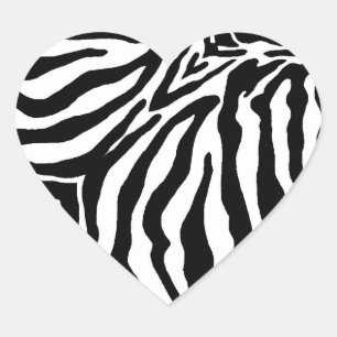 Zwart-witzebra afdrukken hart sticker