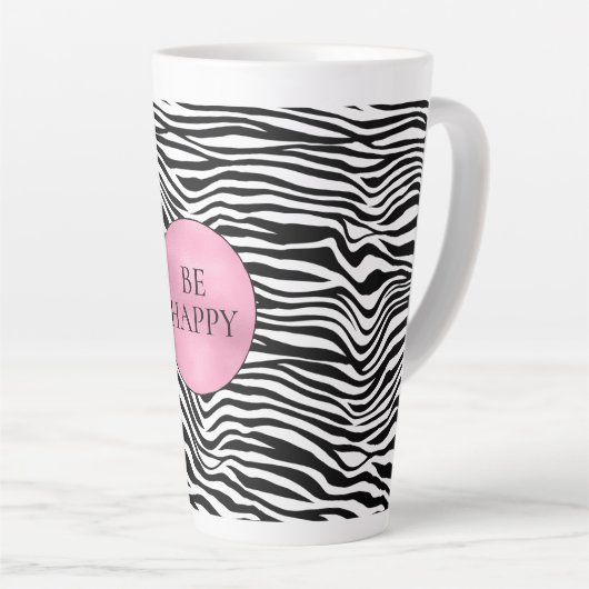 Zwart-witzebra afdrukken latte mok (Rechterhoek)