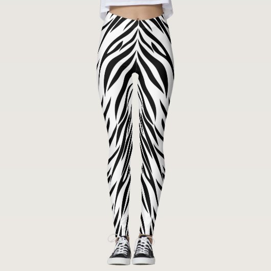 Zwart-witzebra afdrukken leggings (Voorkant)