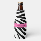 Zwart-witzebra afdrukken met hot-roze flesjeskoeler (Fles Voorkant)
