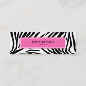 Zwart-witzebra afdrukken met hot-roze mini visitekaartje (Achterkant)