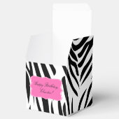 Zwart-witzebra afdrukken met warmroze verjaardag bedankdoosjes (Geopend)