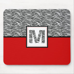 Zwart-witzebra Afdrukmonogram Rood Muismat