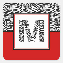 Zwart-witzebra Afdrukmonogram | Rood