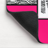 Zwart-witzebra Afdrukmonogram | Roze warme roze Muismat (Hoek)