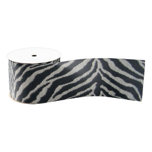 Zwart-witzebraafdrukken Grosgrain Lint