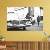 Zwart-witzwart-wit oude auto's canvas afdruk (Insitu (Woonkamer))