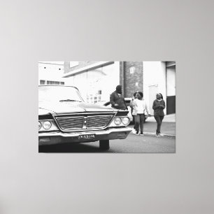 Zwart-witzwart-wit oude auto's canvas afdruk
