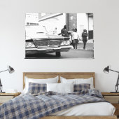 Zwart-witzwart-wit oude auto's canvas afdruk (Insitu (Slaapkamer))