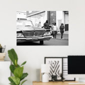 Zwart-witzwart-wit oude auto's poster (Thuiskantoor)