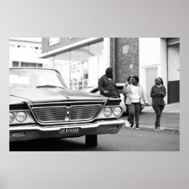 Zwart-witzwart-wit oude auto's poster