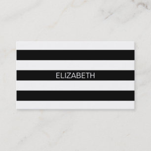 Zwart WT Horizontale Preppy Streep #2 Naam Monogra Visitekaartje