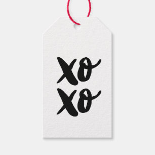 Zwart XO. Valentijnsdag. Knuffels en kussen Cadeaulabel