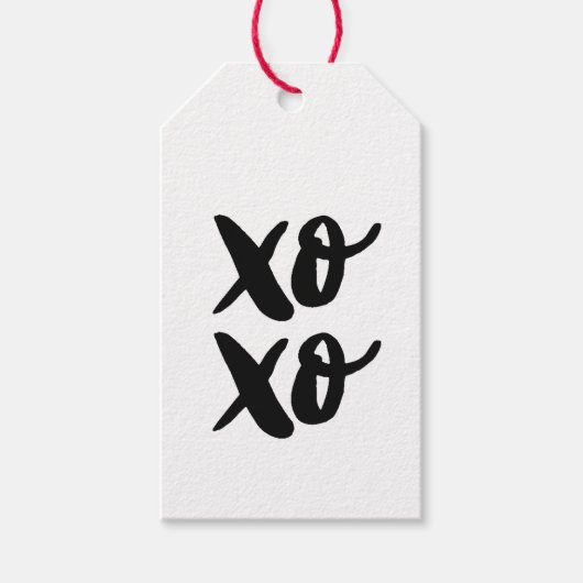 Zwart XO. Valentijnsdag. Knuffels en kussen Cadeaulabel (Voorkant)