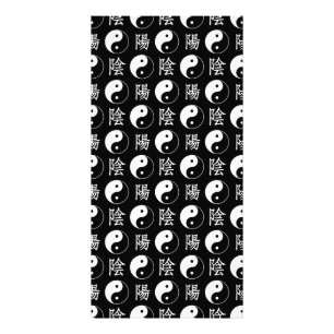 Zwart Yinyang Symbool Chinees Tekstpatroon Foto Afdruk