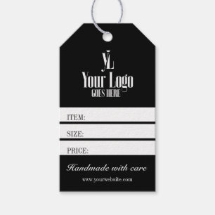 Zwart zakelijk logo kledingboetiek prijskaartje cadeaulabel