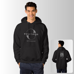 Zwart Zakelijk logo QR-code Bedrijf merk swag Mann Hoodie