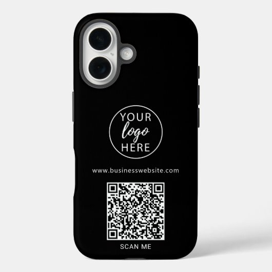 Zwart Zakelijk Logo QR Code Case-Mate iPhone Case (Achterkant)