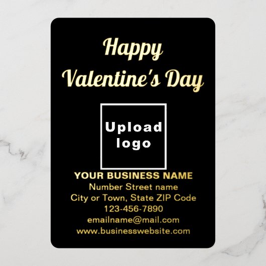 Zwart Zakelijk Merk op Valentijn Folie Feestdagenkaart (Voorkant)