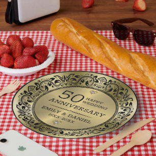 Zwart zand lijst 50ste trouwdag papieren bordje