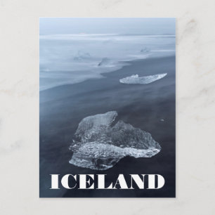 Zwart zandstrand en ijs, IJsland Briefkaart