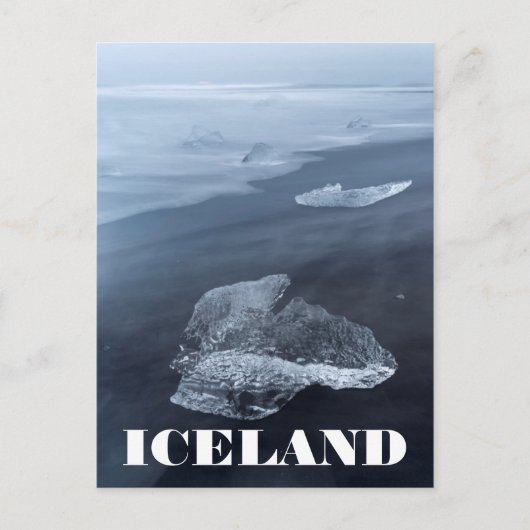 Zwart zandstrand en ijs, IJsland Briefkaart (Voorkant)