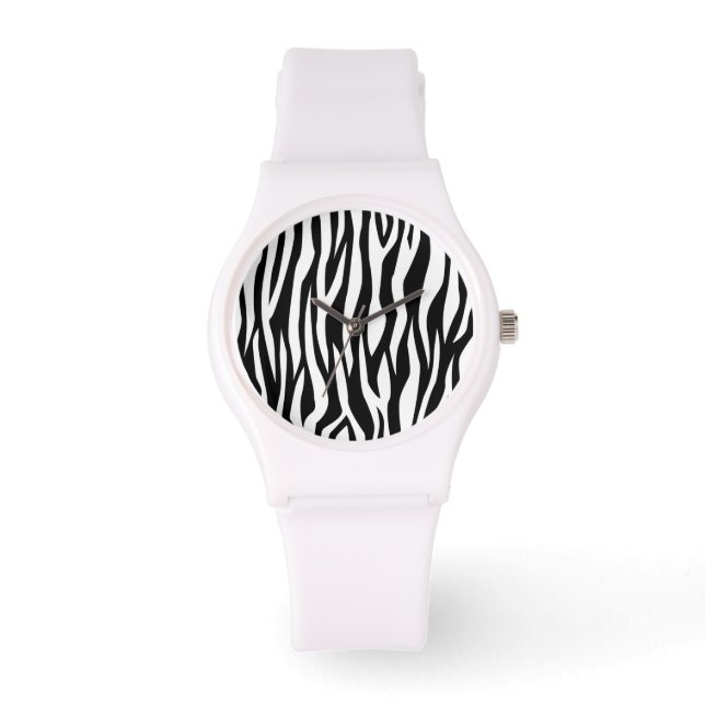 Zwart Zebra afdrukken Horloge (Voorkant)