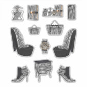 Zwart Zebra Print Vrouwen Hoge Mode Decals Sticker (Voorkant)