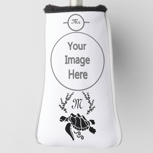 Zwart Zee schildpad Silhouette Side Uitzicht Golfheadcover (Draai 90)