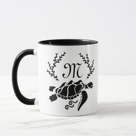 Zwart Zee schildpad Silhouette Side Uitzicht Mok (Links)